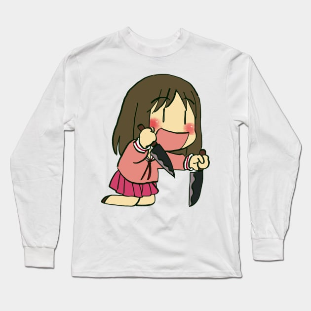 osaka with double knives azumanga daioh meme Long Sleeve T-Shirt by mudwizard